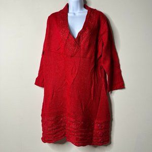 Allison Brittney Red Acrylic Sweater 3X